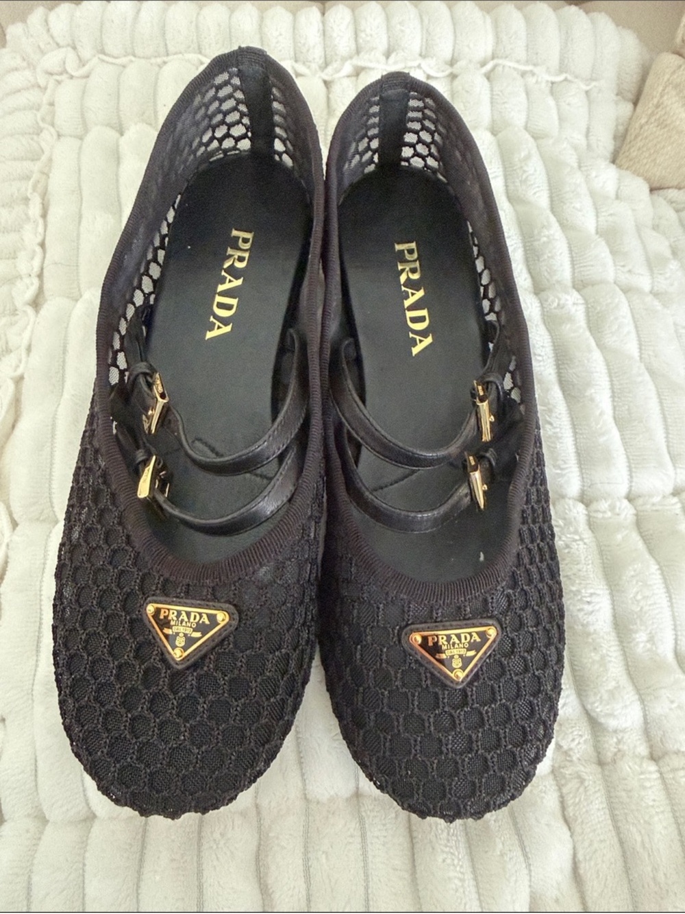 Prada Black Mesh Flats